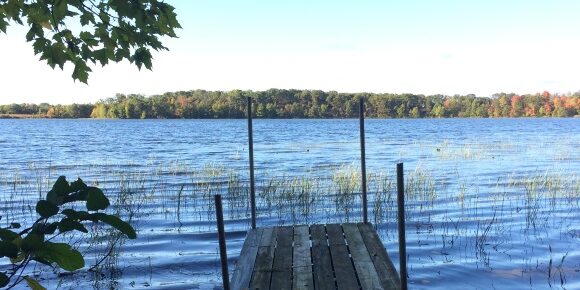 Rickety Dock on a Lake in Fall